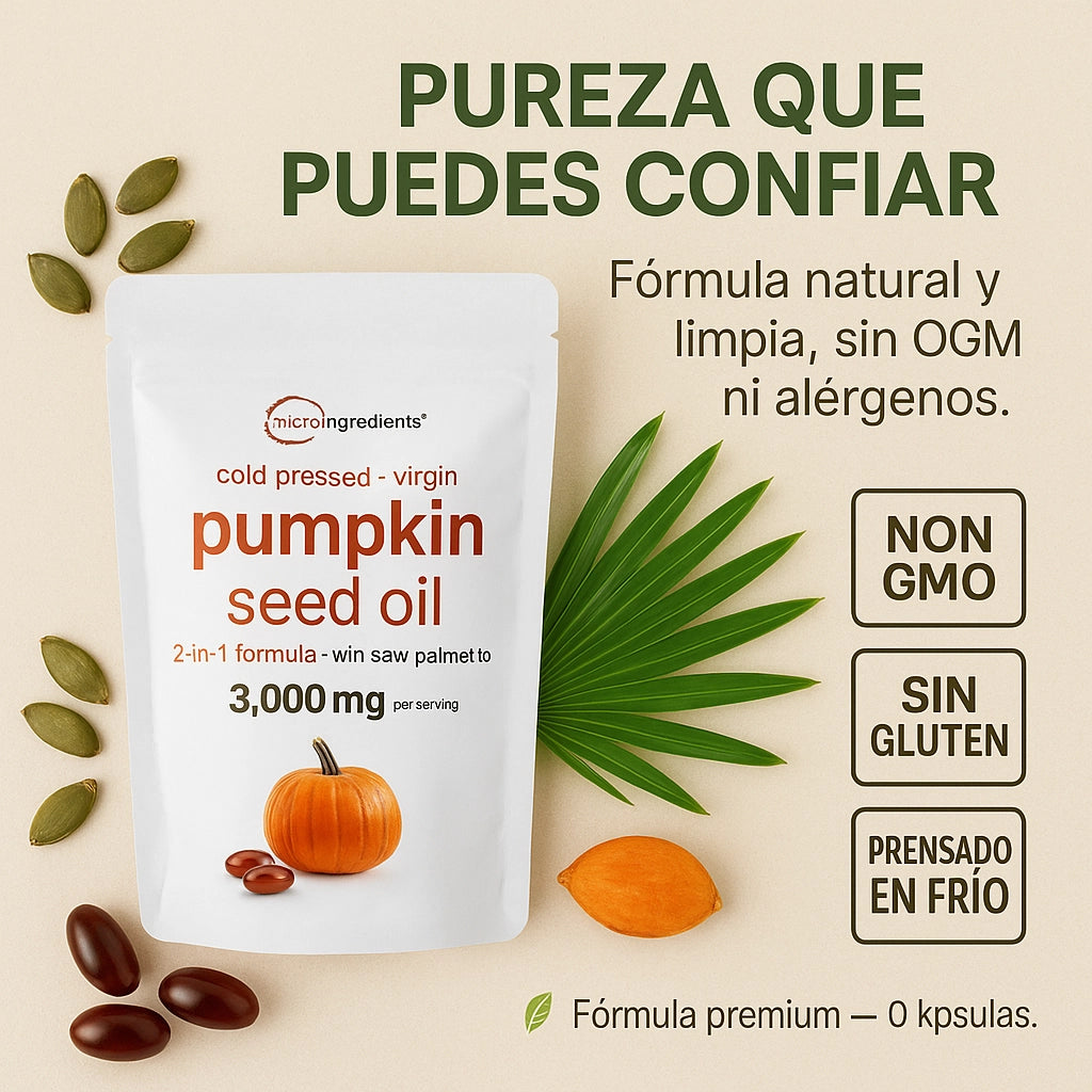 Aceite de Semilla de Calabaza + Saw Palmetto – Fórmula Natural para recuperar tu cabello - MicroIngredients®