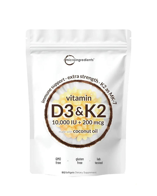 Vitamina D3 & K2 10,000 IU – con Aceite de Coco