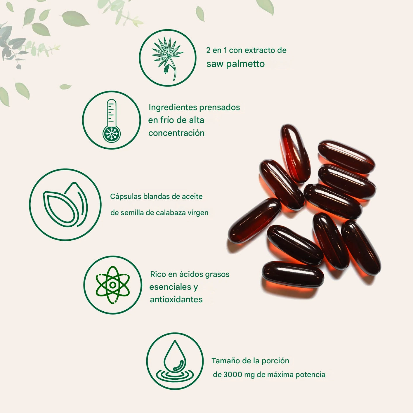 Aceite de Semilla de Calabaza + Saw Palmetto – Fórmula Natural para la Próstata - MicroIngredients®