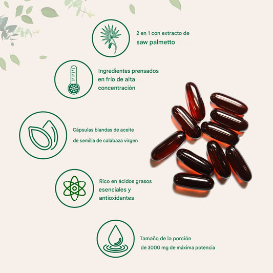 Aceite de Semilla de Calabaza + Saw Palmetto – Fórmula Natural para la Próstata